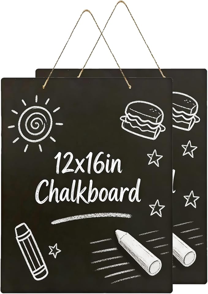Hanging Chalkboard 12x16 Inch Double-Sided Chalkboard Sign Decorative by KOOLDE