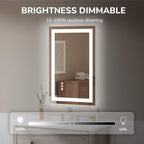 USHOWER LED Bathroom Mirror 24x36 Inch Tempered Glass - Image 3