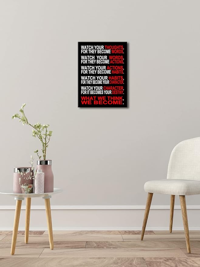 Pyradecor Watch Your Thoughts Motivational Classroom Poster Modern Canvas - Image 4