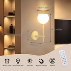 Wood Grain Battery Operated Wall Sconces Set of 2, Rechargeable Wireless Wall - Image 2