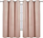 LEMOMO Blackout Curtains 42 x 63 inch/Blush Curtains Set of 2 Panels/Thermal - Image 2