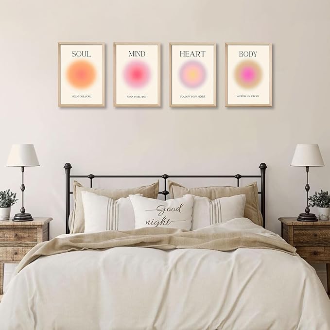 Framed 4 colorful abstract halo posters angel number positive energy - Image 6