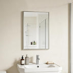 Bathroom Mirror for Wall, 16x24 Inch Metal Framed Mirror, Brushed Nickel - Image 3