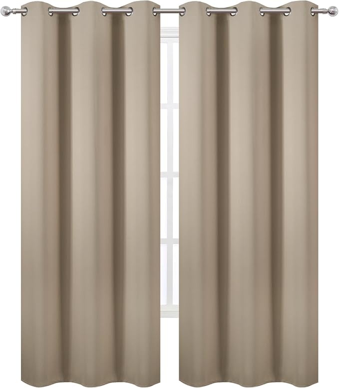 LEMOMO Khaki Thermal Blackout Curtains/42 x 84 Inch/Set of 2 Panels Room - Image 2