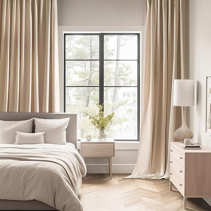 MIULEE Back Tab Beige Curtains 84 Inch Length 2 Panels Set - Image 2