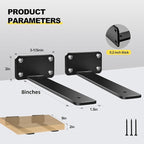 12 Pack - 8 inch Black Hidden L Shelf Bracket Iron Floating Shelf Brackets - Image 2