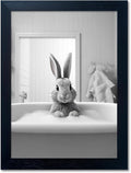 Kids Bathroom Wall Art Black and White Cute Animal Canvas Print Painting Funny by Melpa+Art