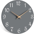 Mosewa Wall Clock Gray Battery Operated Silent Non Ticking Simple Modern Wood - Image 2
