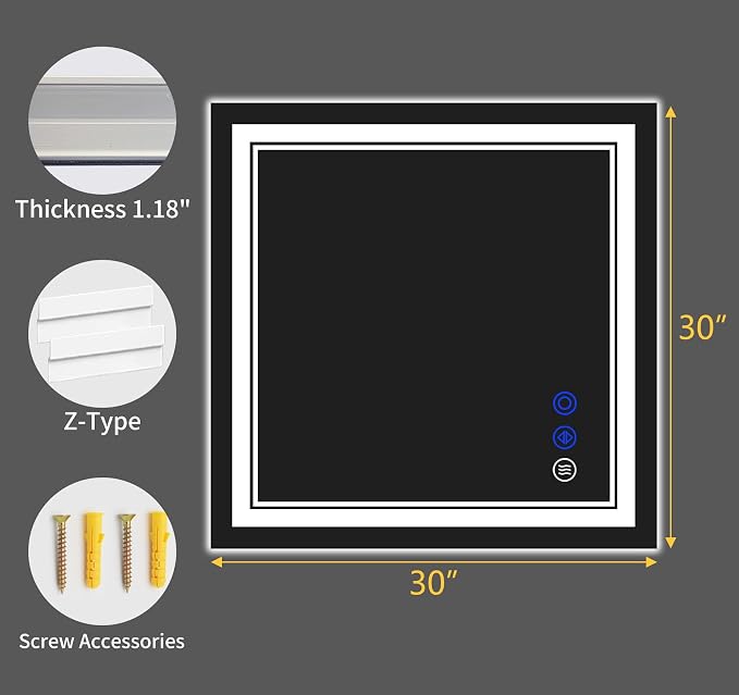 30"x30" LED Bathroom Mirror - Image 9