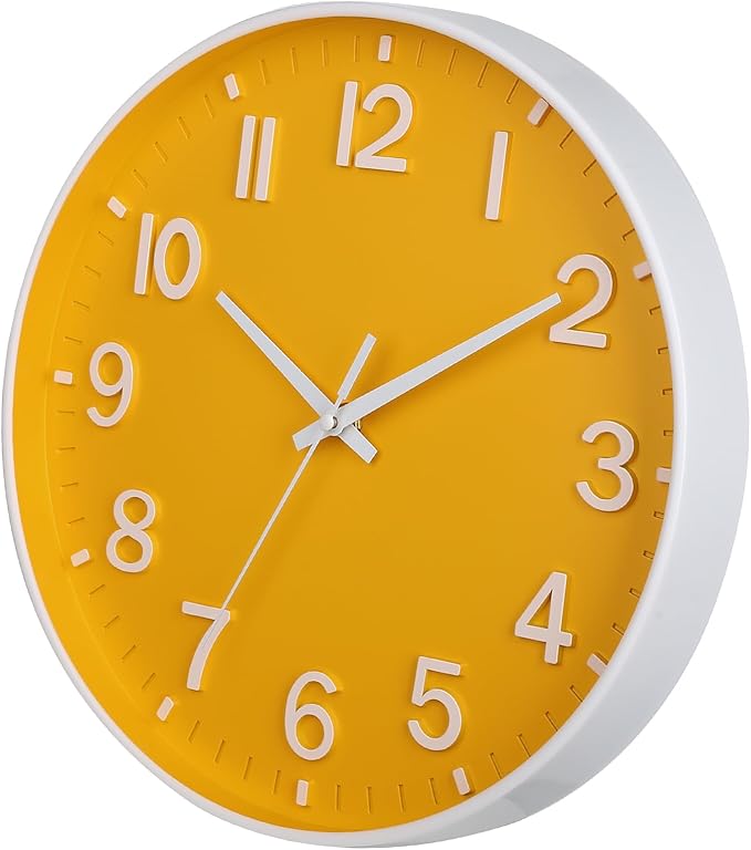 HZDHCLH Yellow Wall Clocks Battery Operated, 12 inch Silent Non Ticking Modern - Image 3