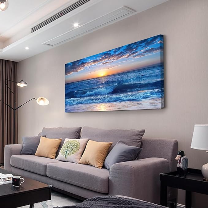 Wapluam Large Canvas Wall Art For Office Farmhouse Living Room Ocean Beach Wall - Image 2