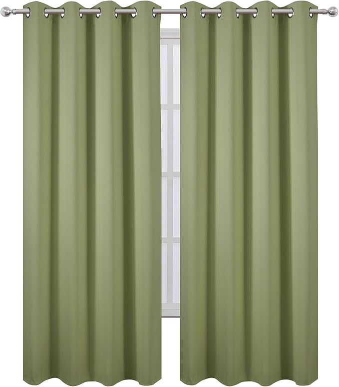 LEMOMO Blackout Curtains 52 x 90 inches Long Sage Green Curtains Set of 2 - Image 2