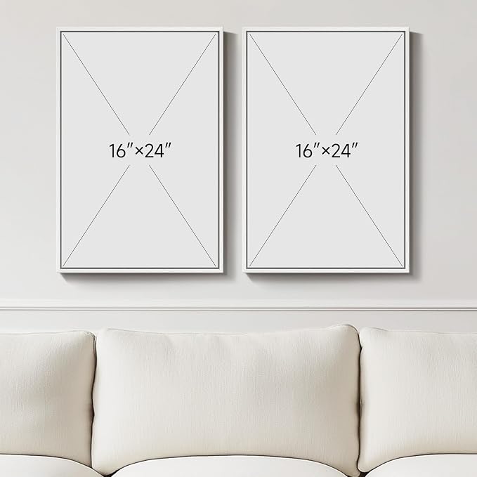 White Framed Blue and Gold Abstract Canvas Wall Art - Image 3