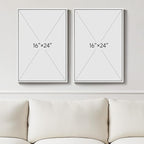 White Framed Blue and Gold Abstract Canvas Wall Art - Image 3