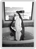 Trendy Black and White Posters Funny Woman Drinking Wine in Bathtub Wall Art by Acqooeakt