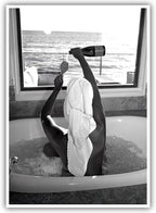 Trendy Black and White Posters Funny Woman Drinking Wine in Bathtub Wall Art by Acqooeakt