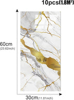 10pcs Thick Marble Peel and Stick Waterproof Wall Panels, Heat-Resistant - Image 4