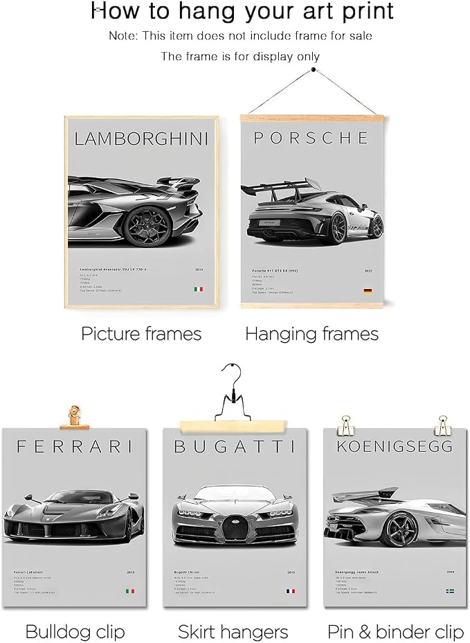 CSLGQGV Car Poster Vintage Racing Car Wall Art Supercar Canvas Prints Painting - Image 4