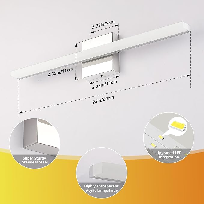 Combuh Lights for Bathroom Vanity Fixtures Above Mirror Soft Shadow Free Wall - Image 4