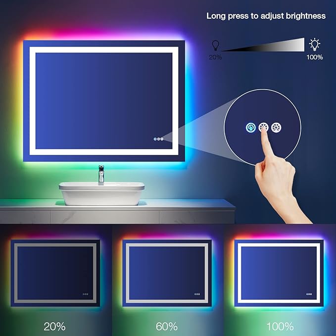 LOAAO 40"X32" LED Bathroom Mirror - Image 4