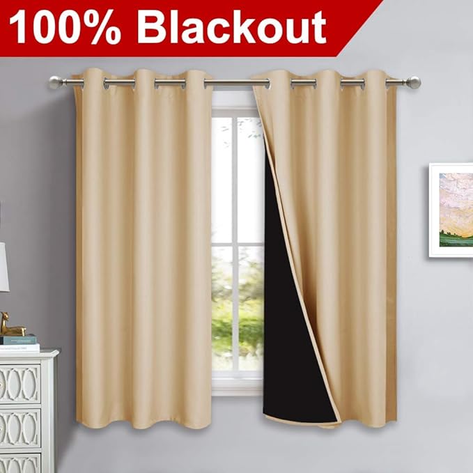 NICETOWN Bedroom Full Blackout Curtain Panels, Super Thick Insulated Grommet - Image 2