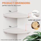 Gieanoo Floating Corner Shelves Set 2 7inch White Solid Oak Rounded Corner - Image 2
