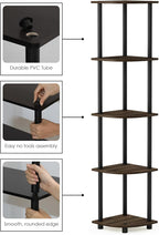 Furinno TURN-N-TUBE Corner Shelf Set of 2, 5-Tier Corner Bookshelf, Open - Image 4