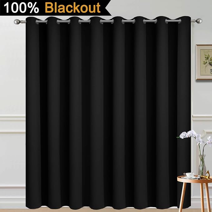 Yakamok 100% Blackout Sliding Door Curtains, Thermal Insulated Grommet Full - Image 2