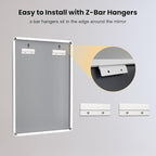 LOAAO 48x30 Inch White Metal Framed Bathroom Mirror - Image 6