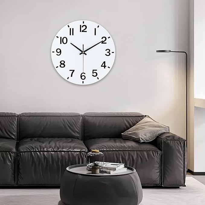 HZDHCLH Wall Clock 12 Inch Silent Non Ticking Wood Battery Operated White - Image 9