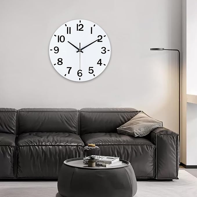 HZDHCLH Wall Clock 10 Inch Silent Non Ticking Wood Battery Operated White - Image 8
