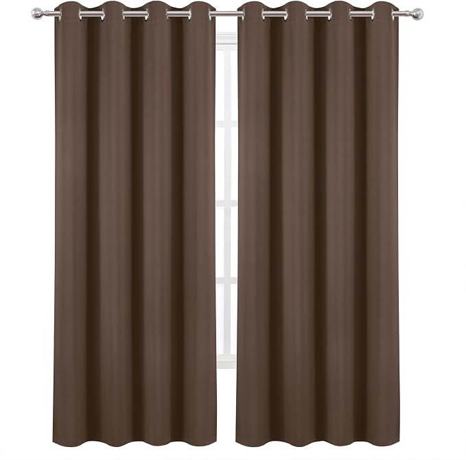LEMOMO Blackout Curtains 52 x 120 Inch Long Chocolate Curtains Set of 2 Panels - Image 2