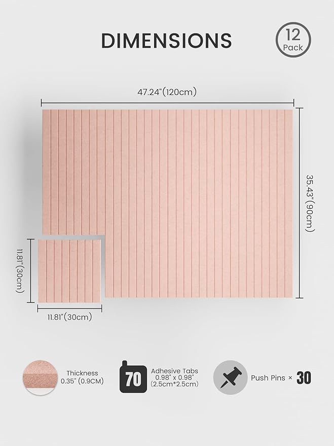 Bumusty Large Cork Board Alternative-48 x 36" Felt Bulletin Board Tiles - Image 2