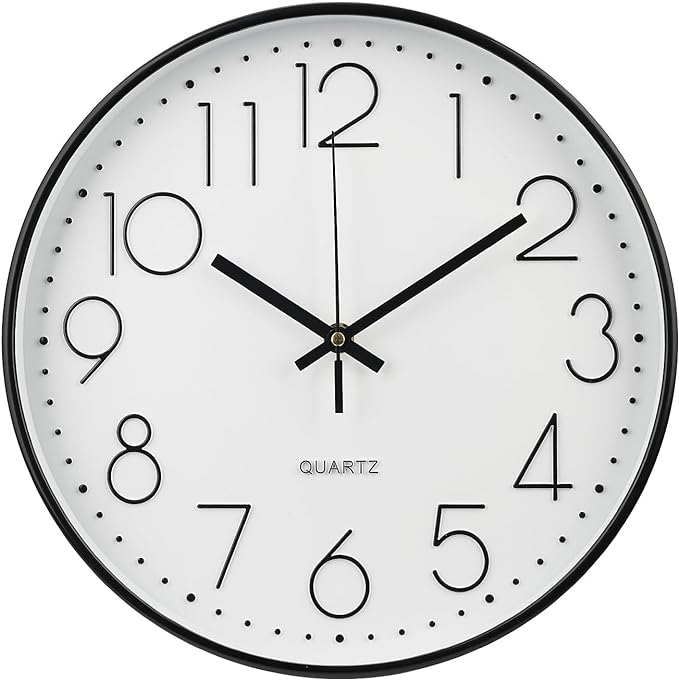 Wall Clock 10 Inch Non-Ticking Silent Modern Simple Style Round Decor Clock by BAKBRAND