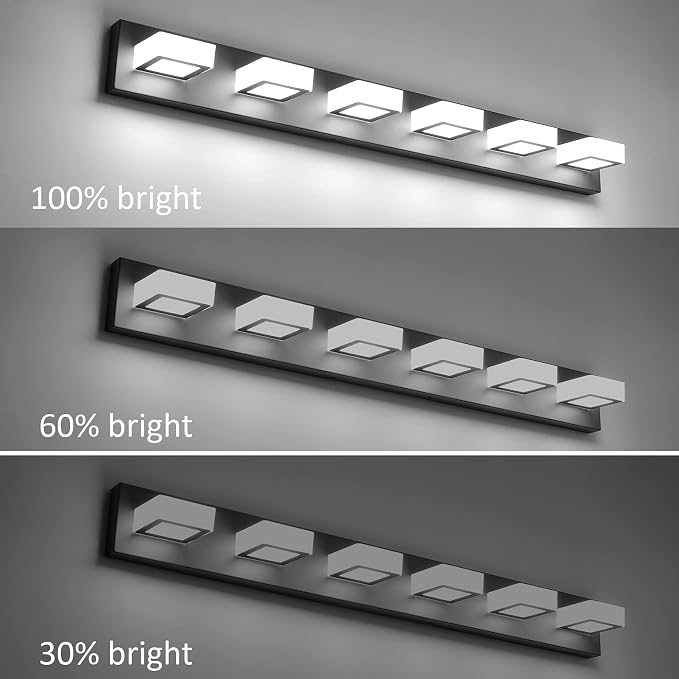 Ralbay 6 Lights LED Modern Dimmable Matte Black Vanity Light Acrylic Modern - Image 5