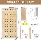 Brown & Beige Wood Pegboard Modular Display Wooden Pegboard Combination Wall - Image 4