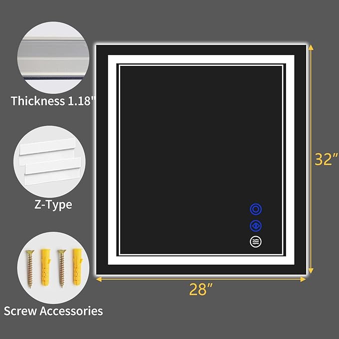 32"x28" LED Bathroom Mirror - Image 9