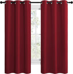 NICETOWN Christmas Burgundy Red Kitchen Blackout Curtain Panels, Thermal - Image 2