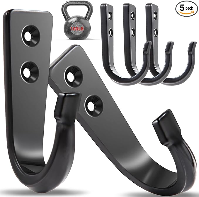 5 Large Size Heavy Duty Wall Hooks, Coat Hooks by WODEGIFT