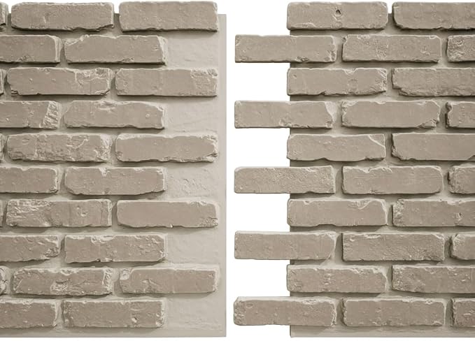 EverStone Aged Brick Faux Brick Panel, 46 7/8"W x 27"H x 1 1/4"D, Antique Pearl - Image 8