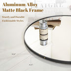 VooBang Black Round Bathroom Mirror, 30 inch Circle Wall Mounted Hanging Mirror - Image 3