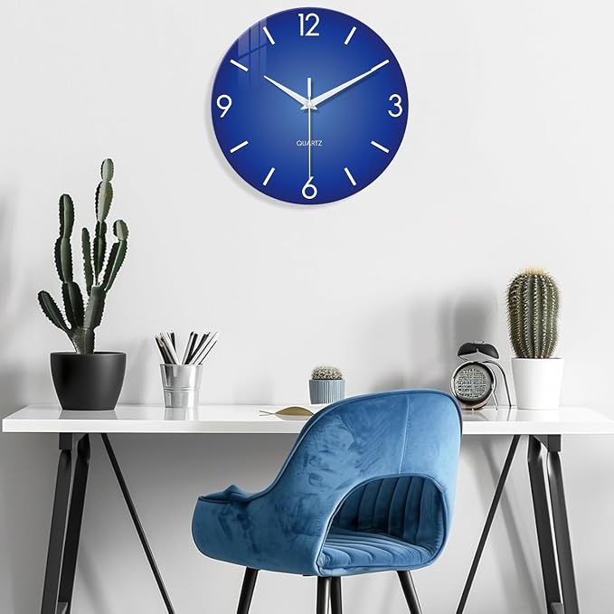 XFM Blue Wall Clock 14 Inch Modern Simple Wall Clocks Battery Operated - Image 4
