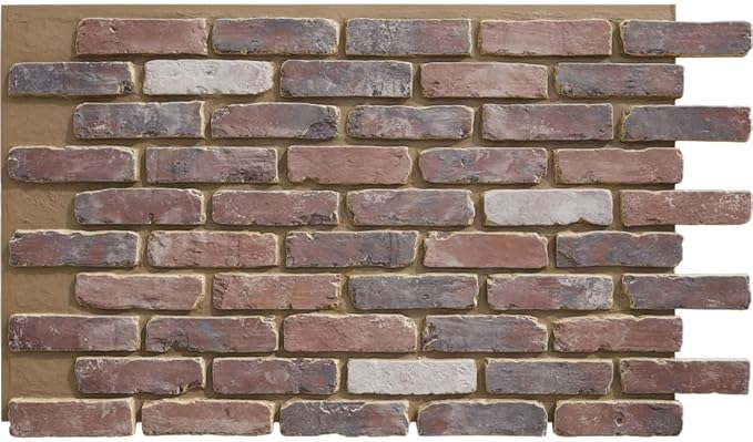 EverStone Aged Brick Faux Brick Panel, 46 7/8"W x 27"H x 1 1/4"D, Smokey Rose by EkenaMillwork