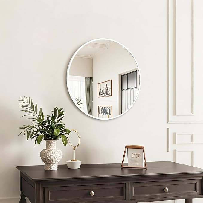 Fabuday White Round Mirror for Bathroom - Image 4