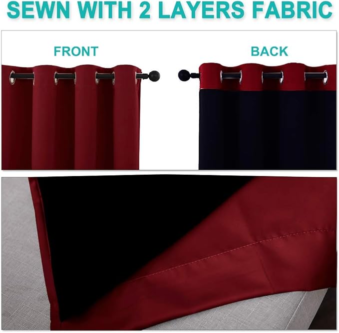 NICETOWN 100% Blackout Blinds, Burgundy Red, Laundry Room Decor Window - Image 5