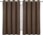 LEMOMO Blackout Curtains 66 x 54 Inch Long Chocolate Curtains Set of 2 Panels - Image 2