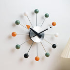 Mid Century Modern Wall Clock Decorative Multicolour Ball Silent Non Ticking - Image 2