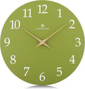 Lafocuse 12 Inch Wooden Olive Green Wall Clock Battery Operated Silent by VisiteLafocuse