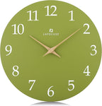 Lafocuse 12 Inch Wooden Olive Green Wall Clock Battery Operated Silent by VisiteLafocuse