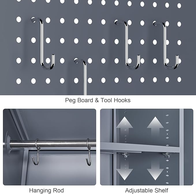 GREATMEET Metal Garage Storage Cabinet, Locking Utility Cabinet - Image 7